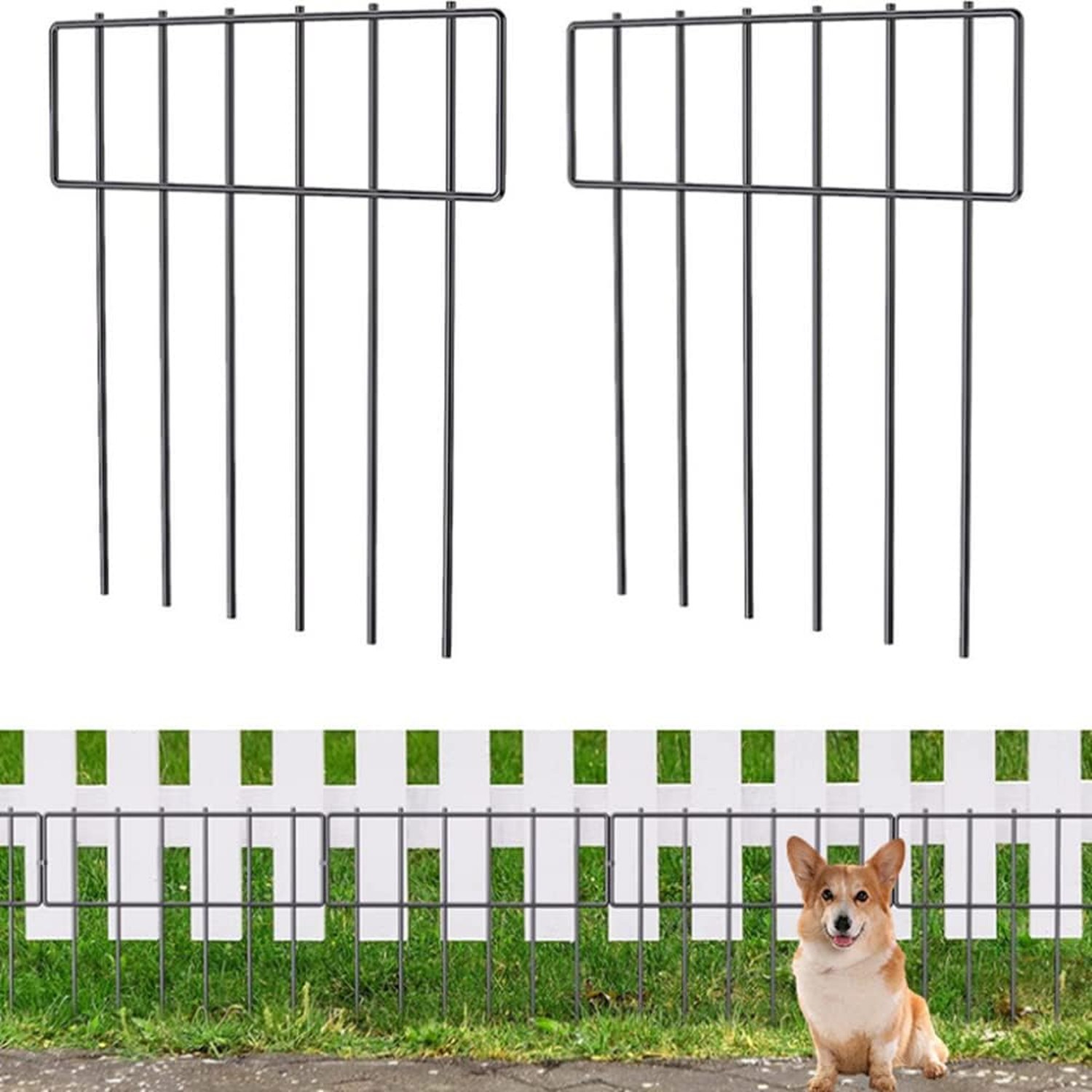 Amzpet 43cm Decorative Metal No Dig Fence (10 panels)