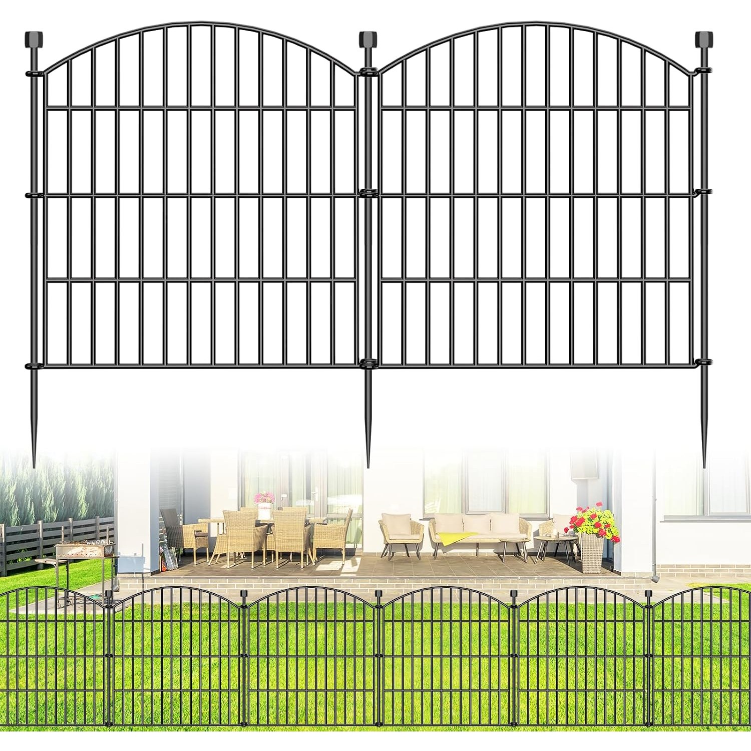 Amzpet 61cm Decorative Metal No Dig Fence (5 panels)