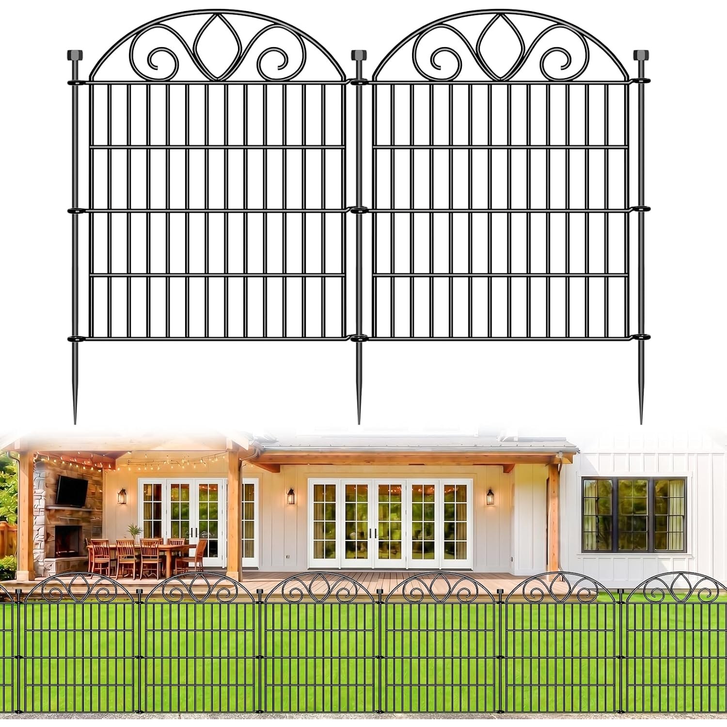 Amzpet 71cm Decorative Metal No Dig Fence (5 panels)