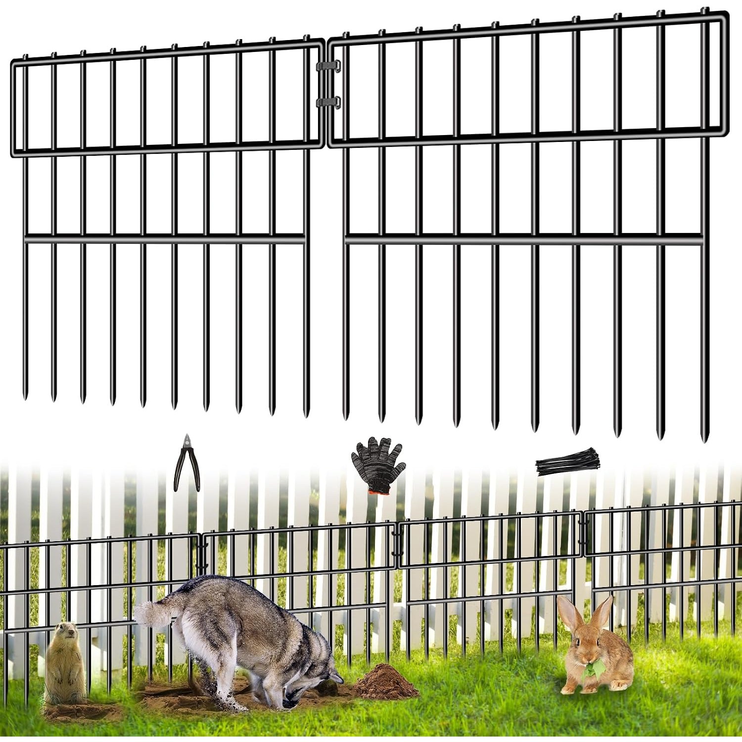 Amzpet 33cm Decorative Metal No Dig Fence (28 panels)
