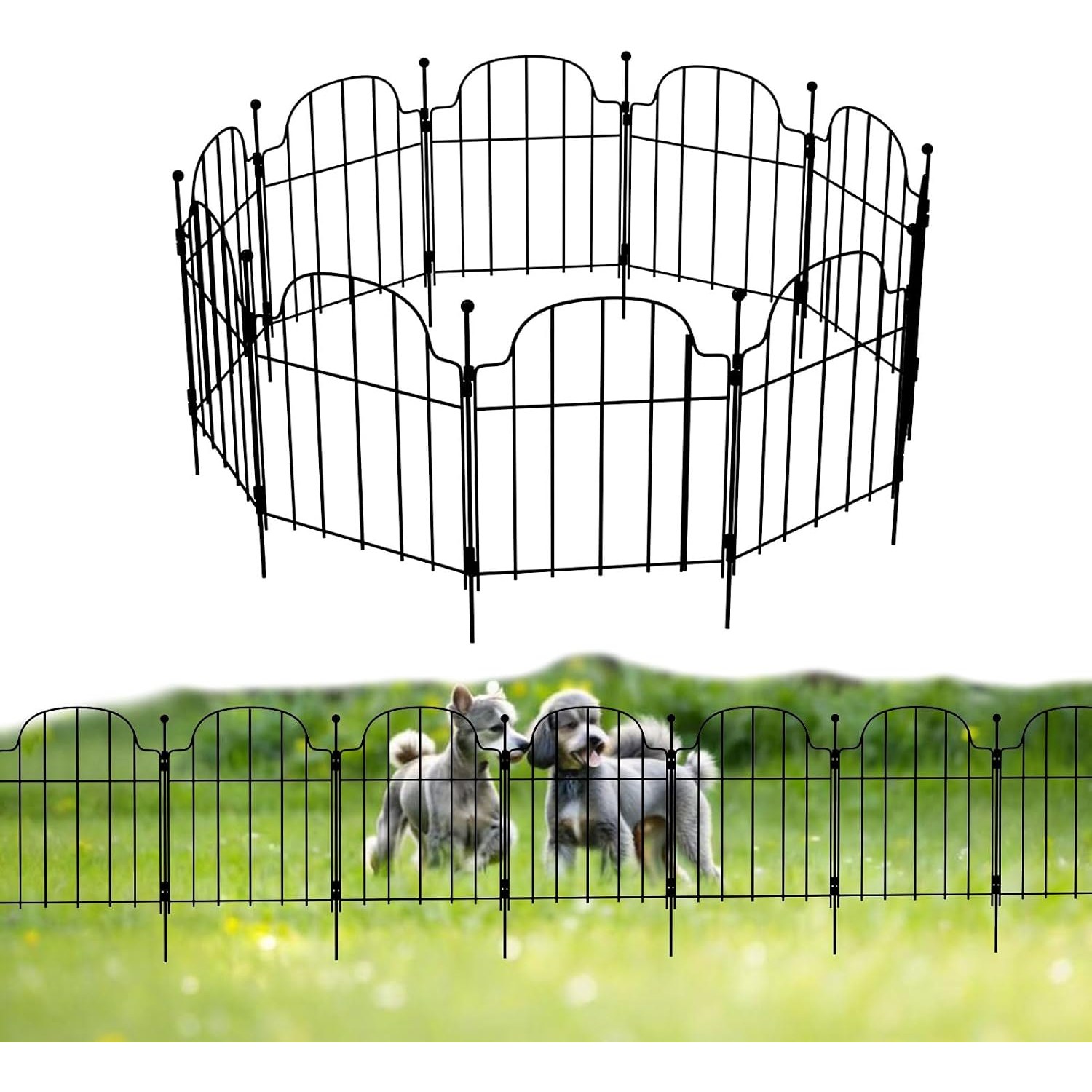 Amzpet 43cm Decorative Metal No Dig Fence (10 panels)