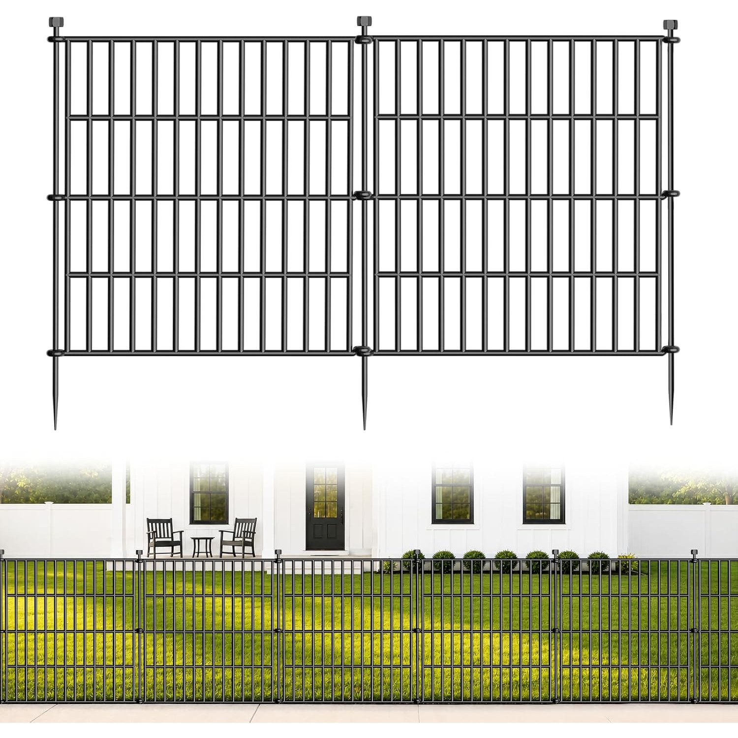 Amzpet 61cm Decorative Metal No Dig Fence (10 panels)