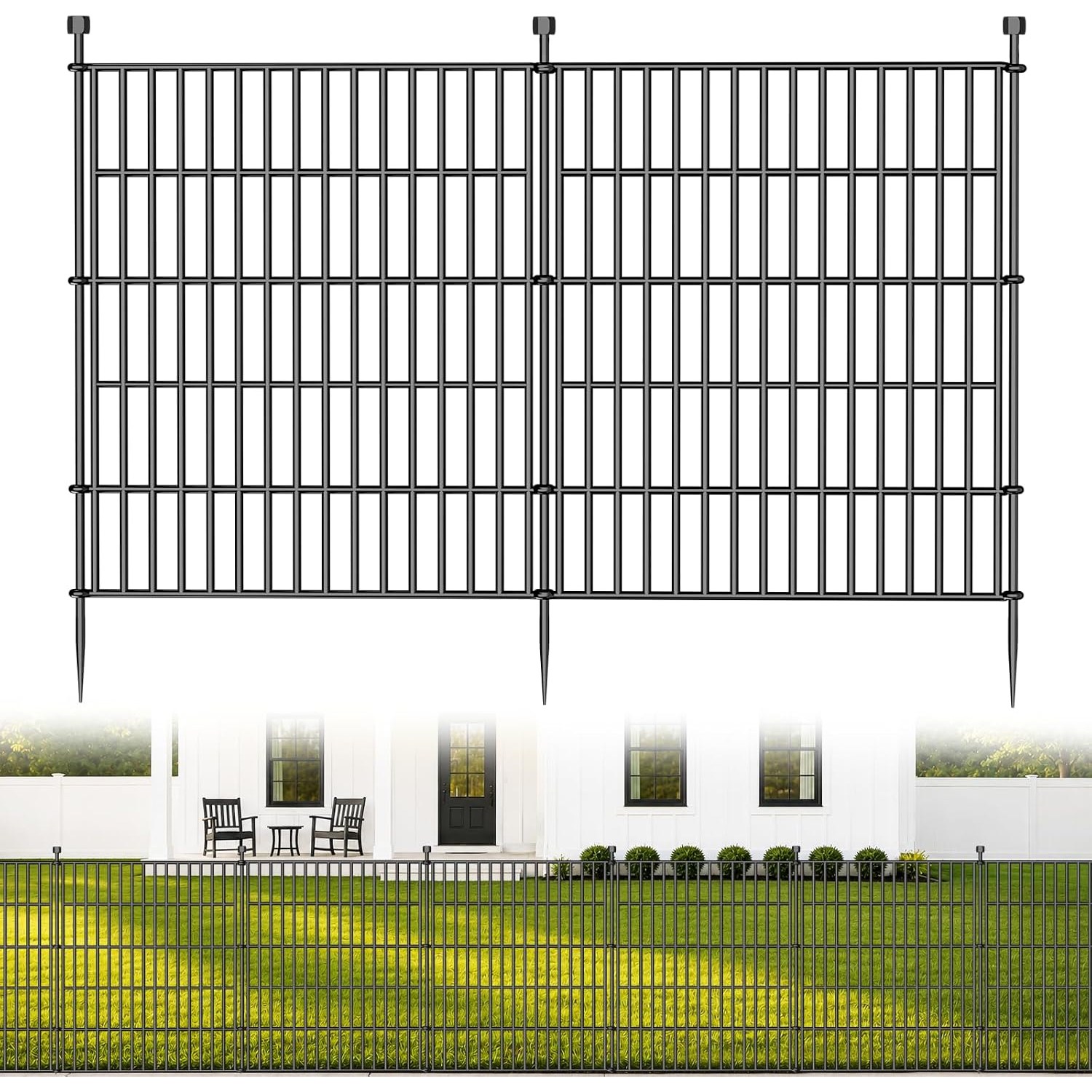 Amzpet 81cm Decorative Metal No Dig Fence (5 panels)