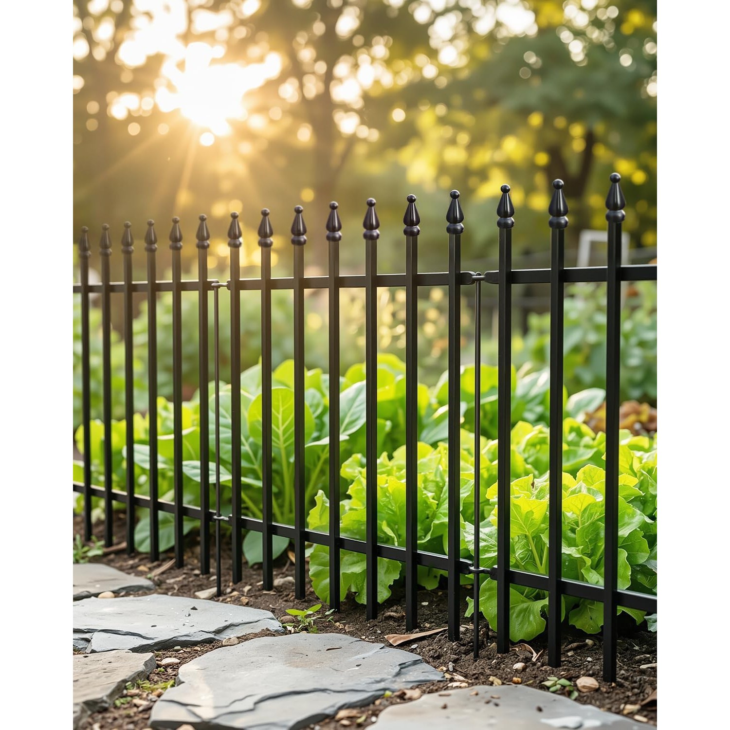 ARIFARO 61cm Decorative Metal No Dig Fence (5 panels)