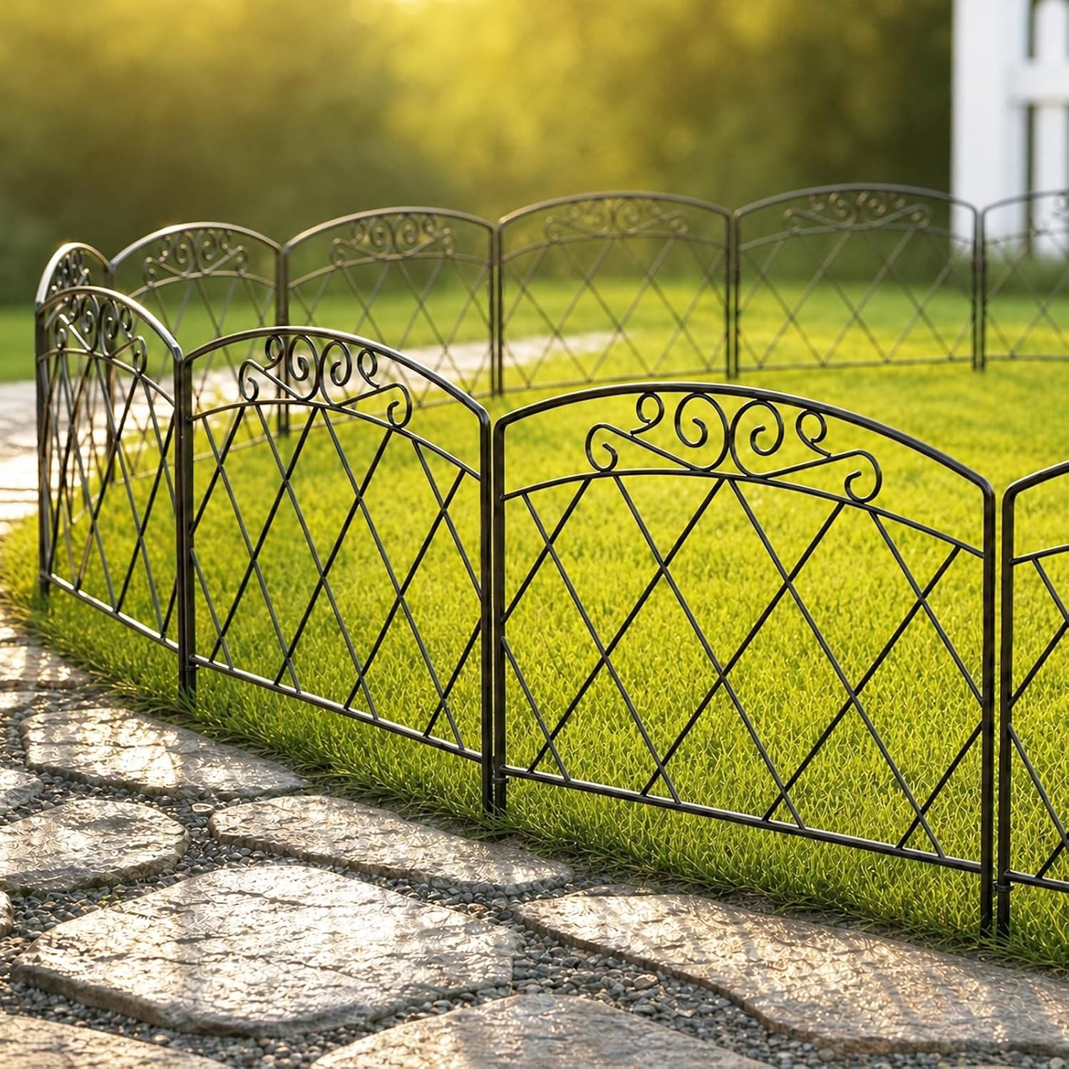 ARIFARO 61cm Decorative Metal No Dig Fence (5 panels)