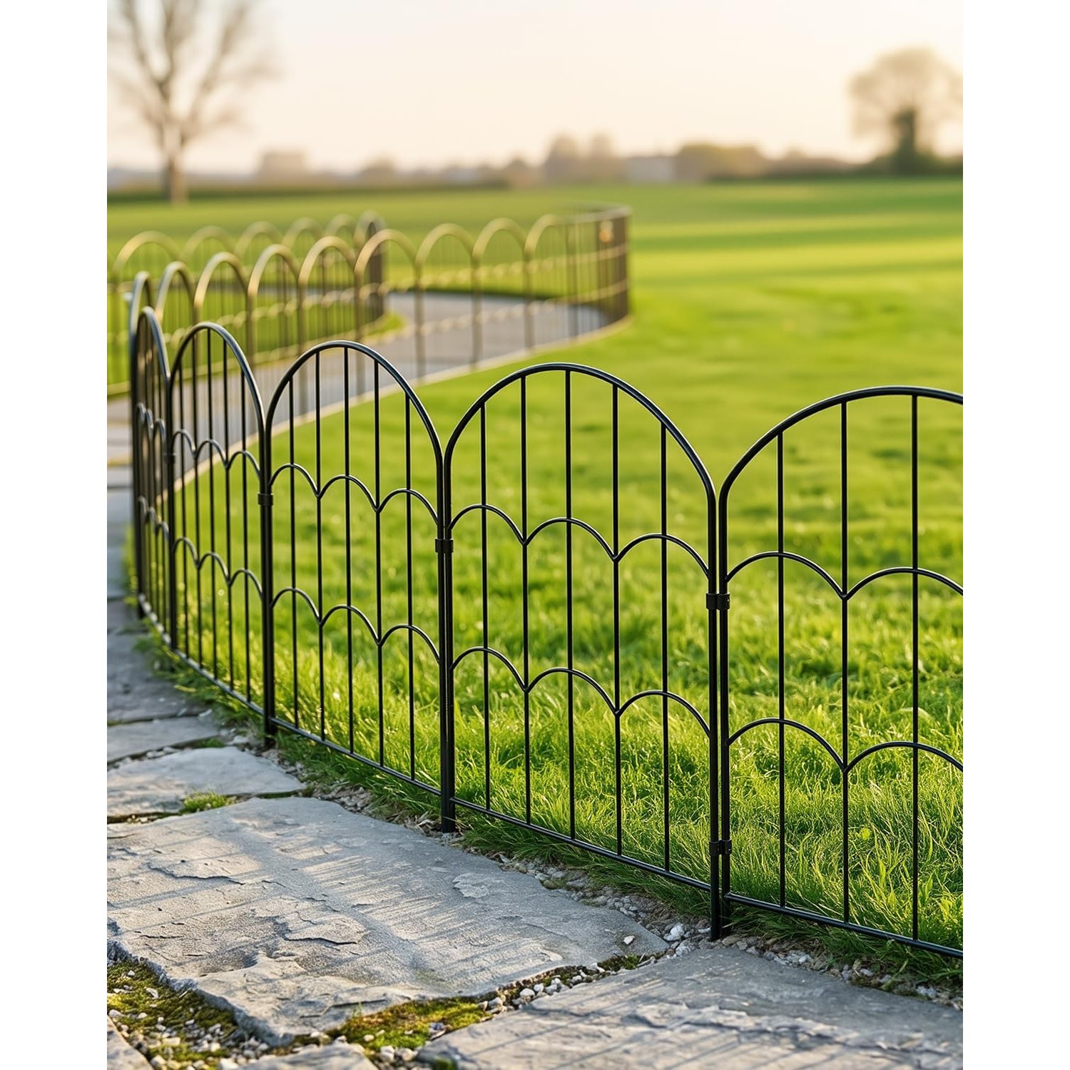 ARIFARO 61cm Decorative Metal No Dig Fence (10 panels)