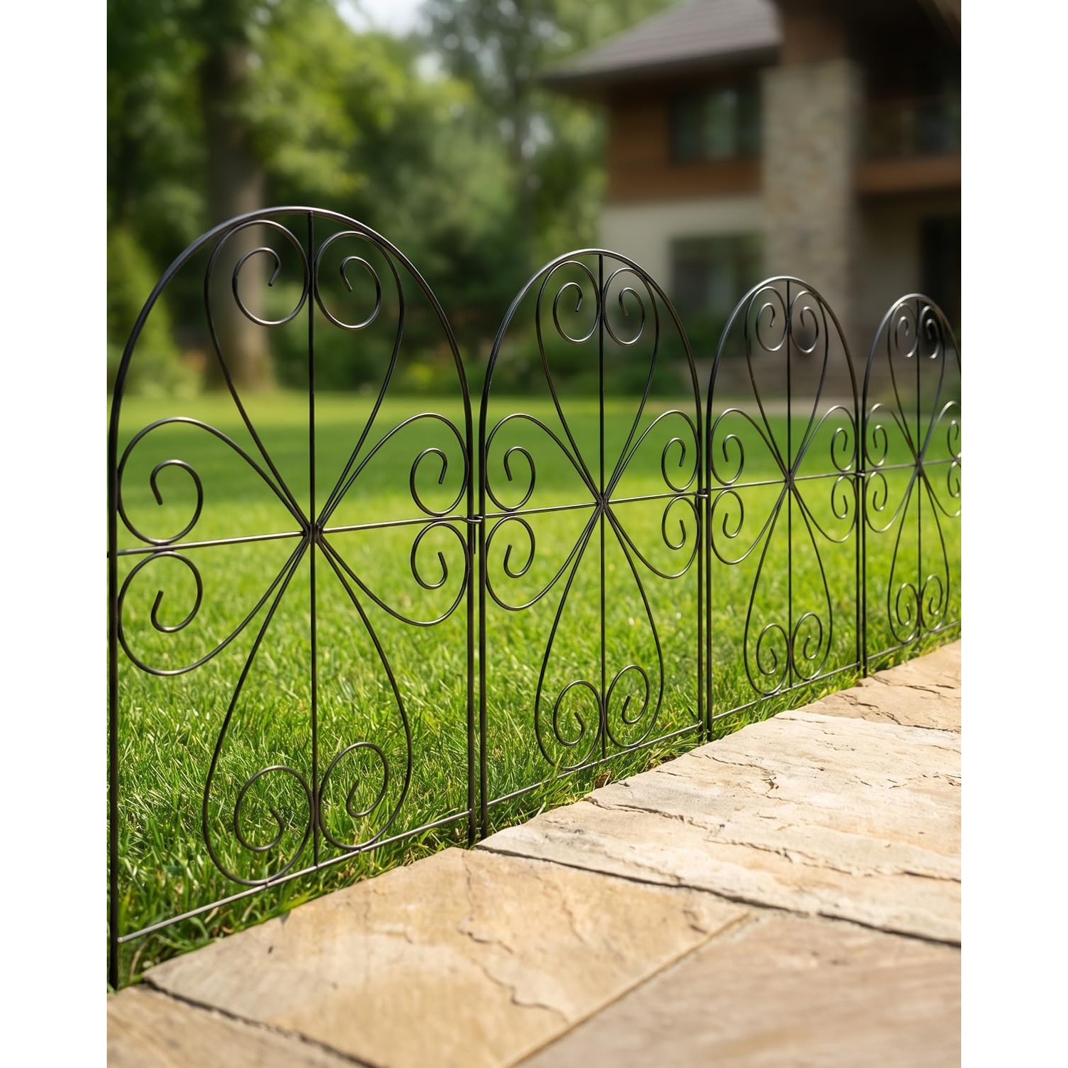 ARIFARO 60cm Decorative Metal No Dig Fence (10 panels)
