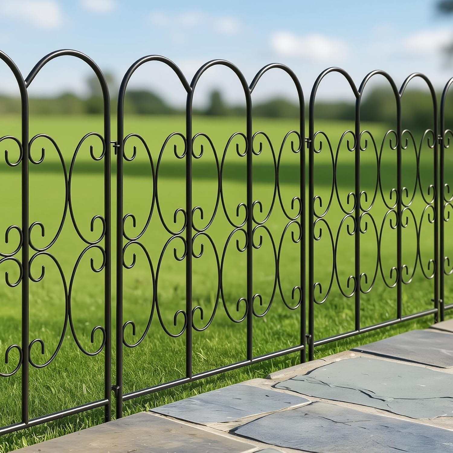 ARIFARO 61cm Decorative Metal No Dig Fence (5 panels)