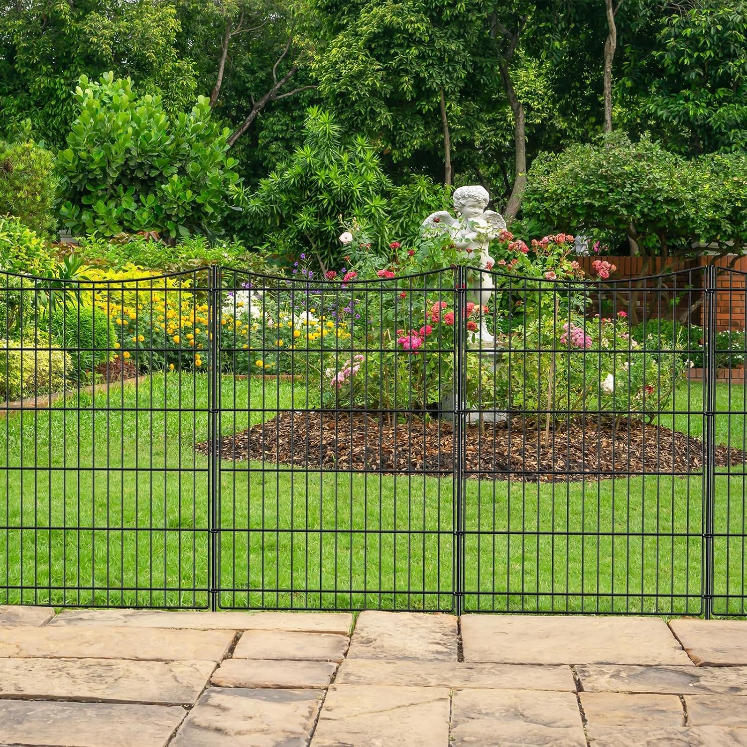 INJOPEXI 91cm Decorative Metal No Dig Fence (6 panels)