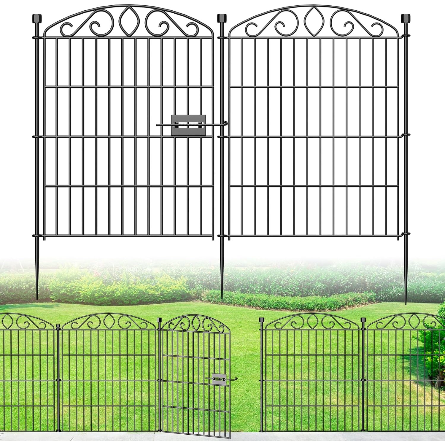 Koknows 76.2cm Decorative Metal No Dig Fence (11 panels + 1 gate)