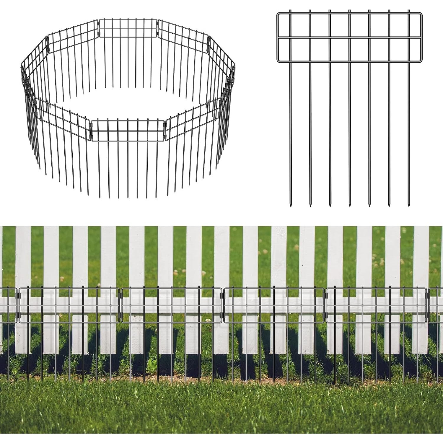 LIANTRAL 42cm Decorative Metal No Dig Fence (10 panels)