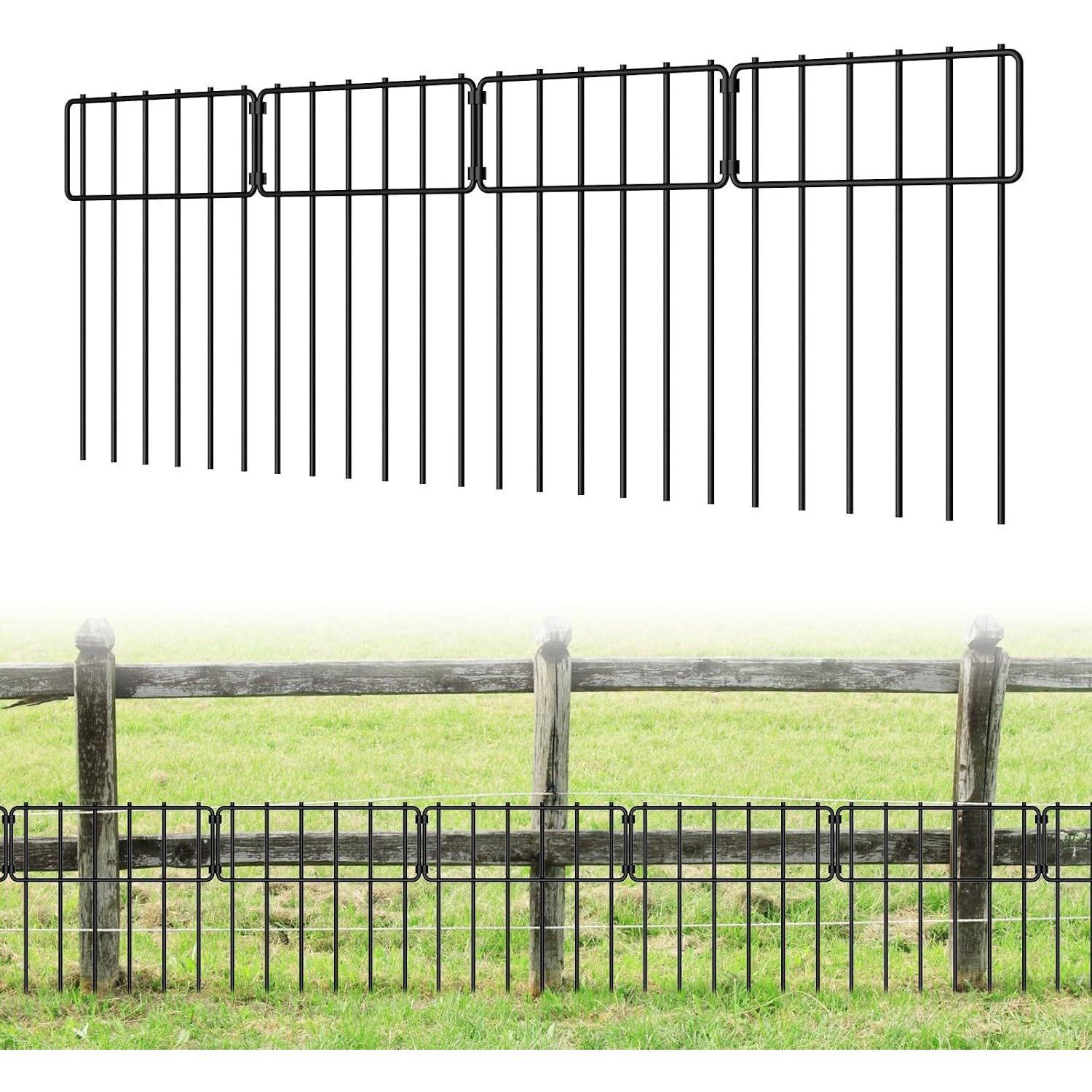 LIANTRAL 43cm Decorative Metal No Dig Fence (25 panels)