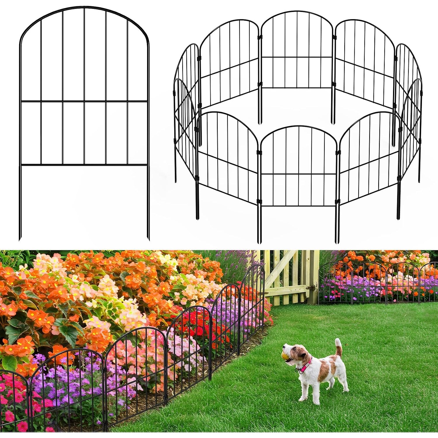 LIANTRAL 61cm Decorative Metal No Dig Fence (25 panels)
