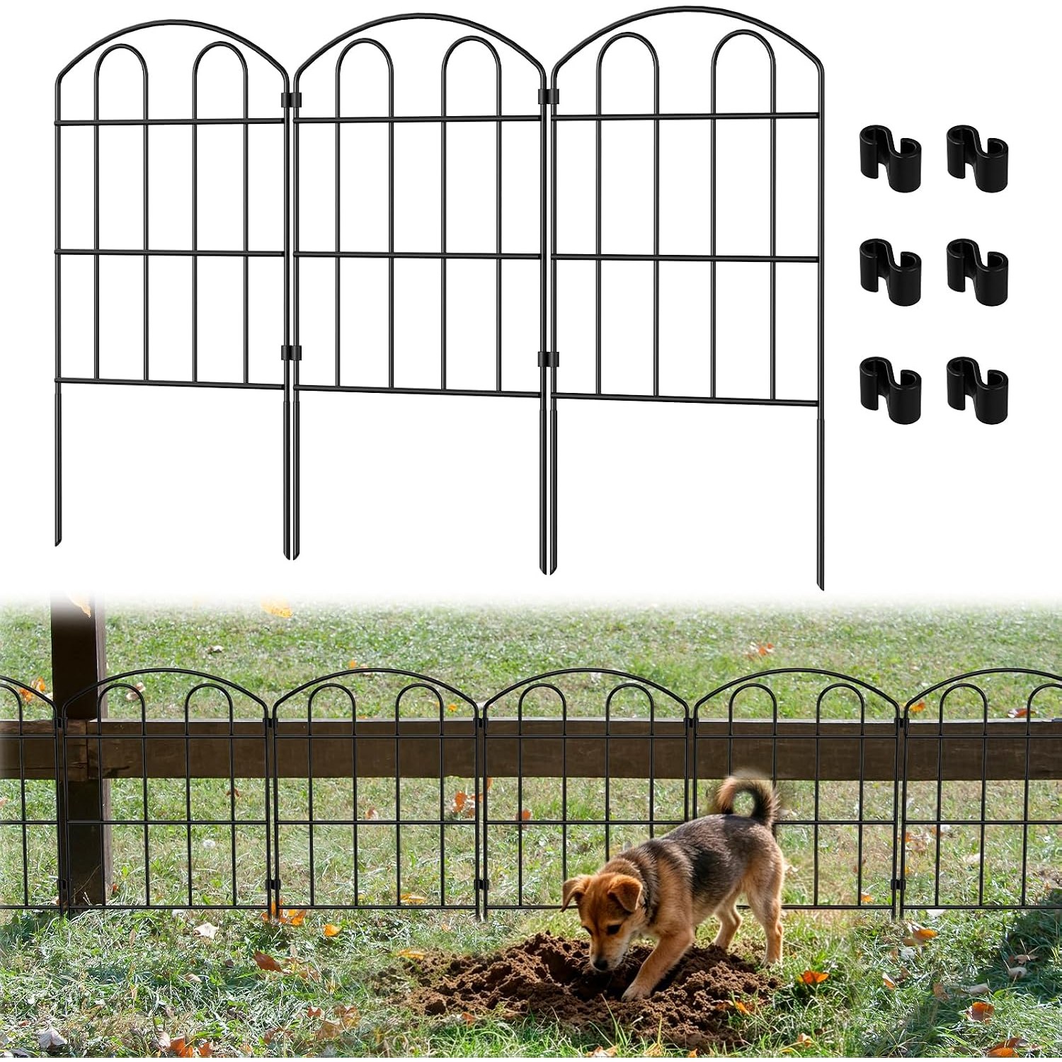 LIANTRAL 61cm Decorative Metal No Dig Fence (28 panels)
