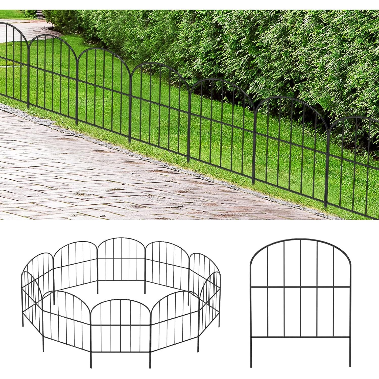 OUSHENG 42cm Decorative Metal No Dig Fence (10 panels)