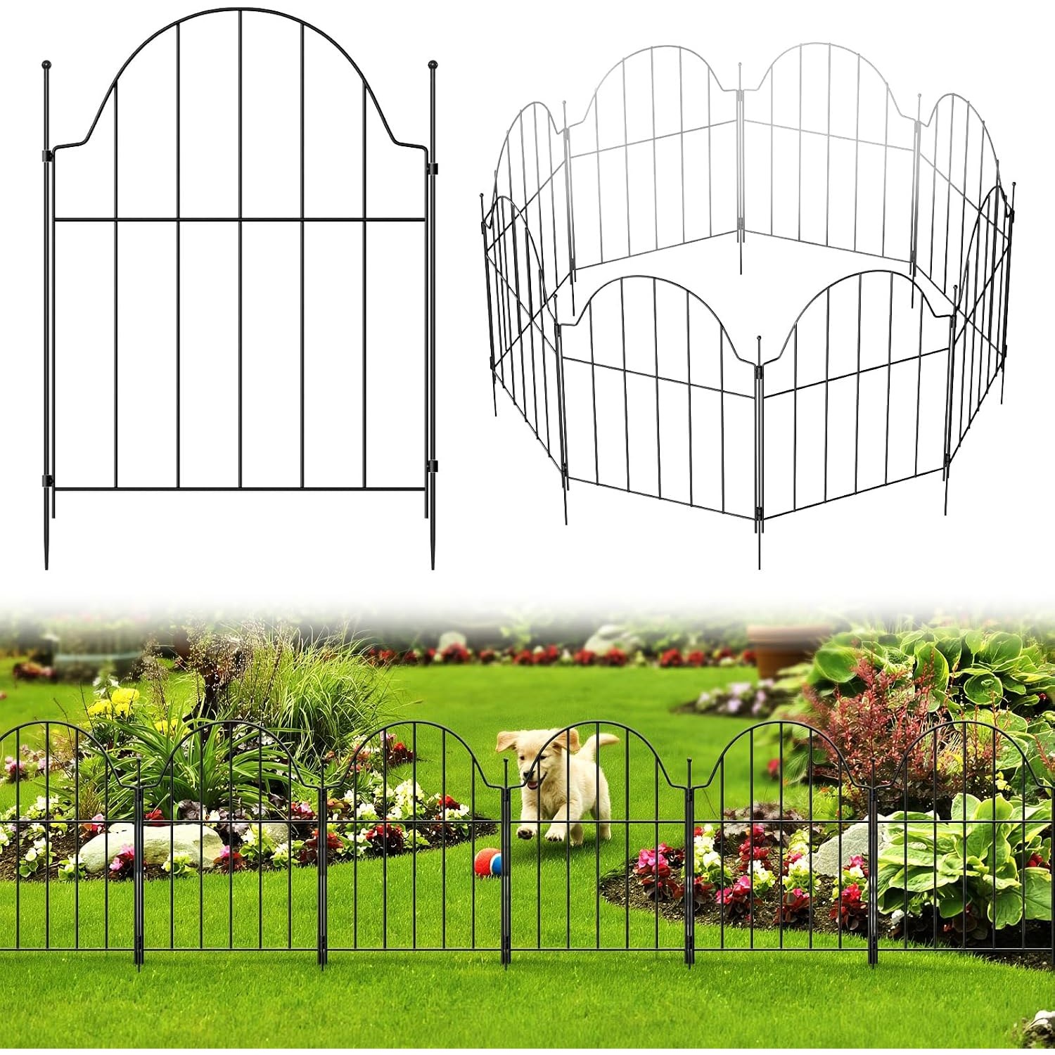 The Fellie 42cm Decorative Metal No Dig Fence (10 panels)