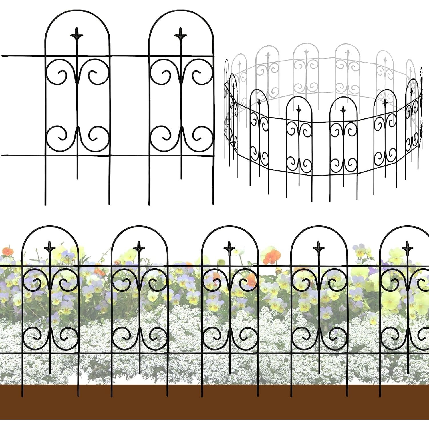 Thealyn 82cm Decorative Metal No Dig Fence (14 panels)