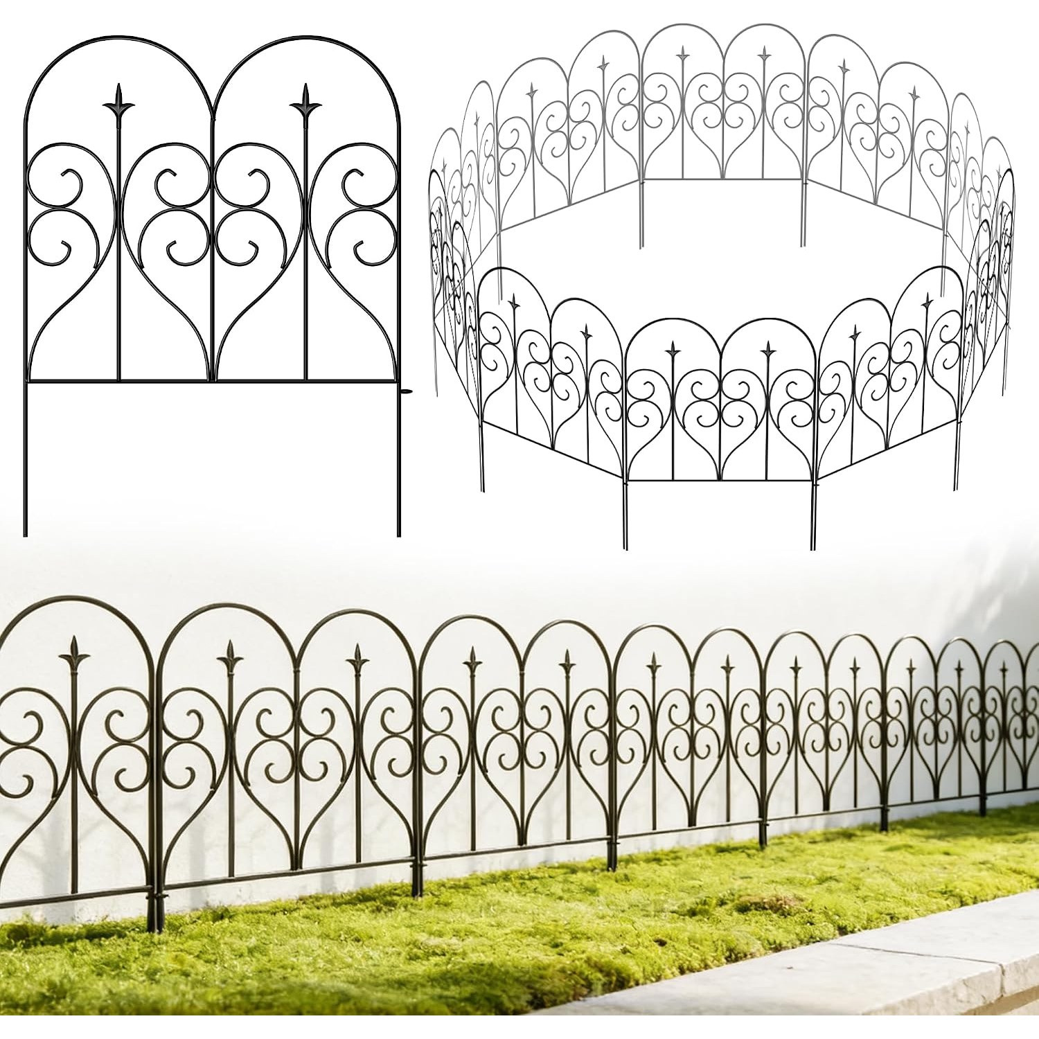 Thealyn 81cm Decorative Metal No Dig Fence (5 panels)