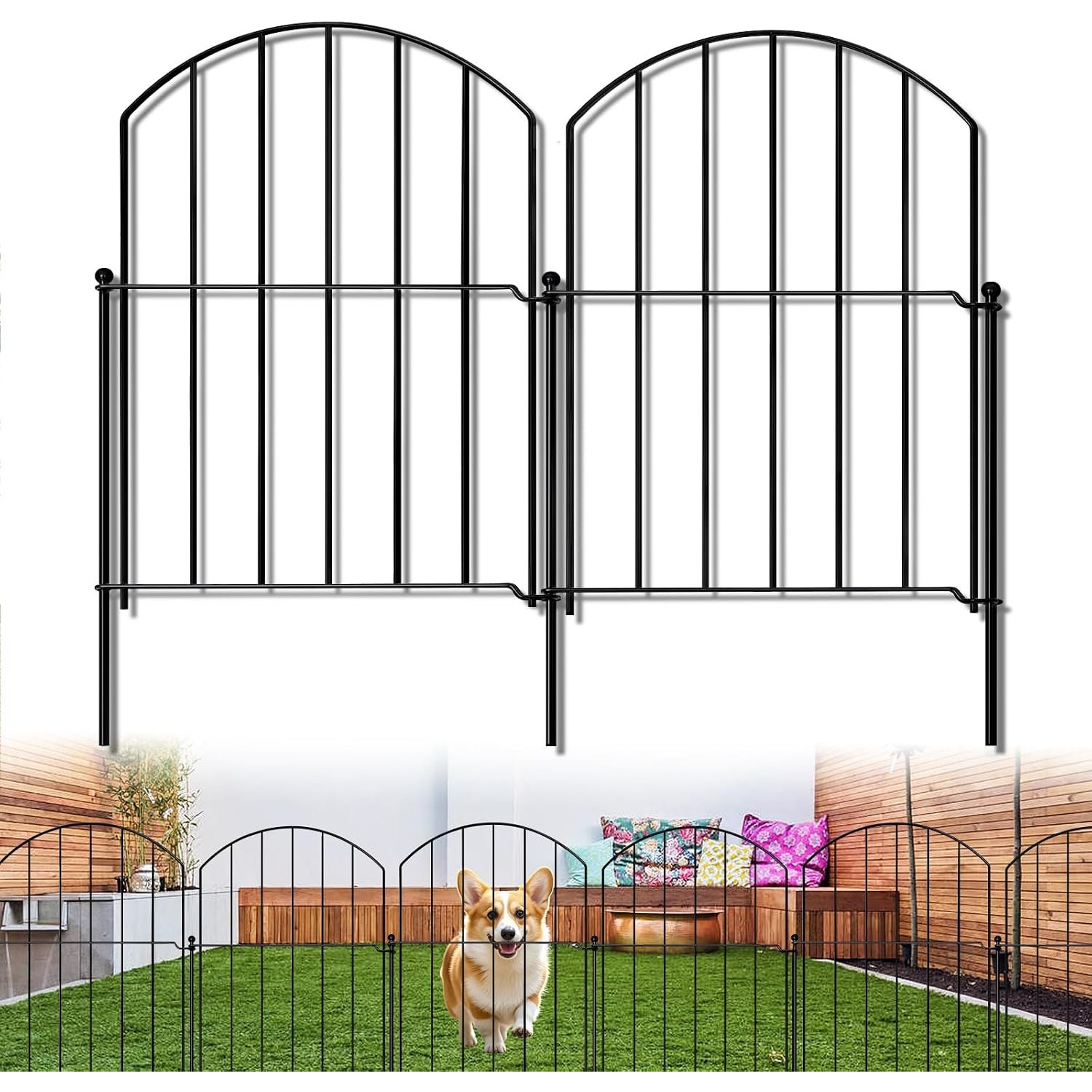 WELDUN 44cm Decorative Metal No Dig Fence (10 panels)