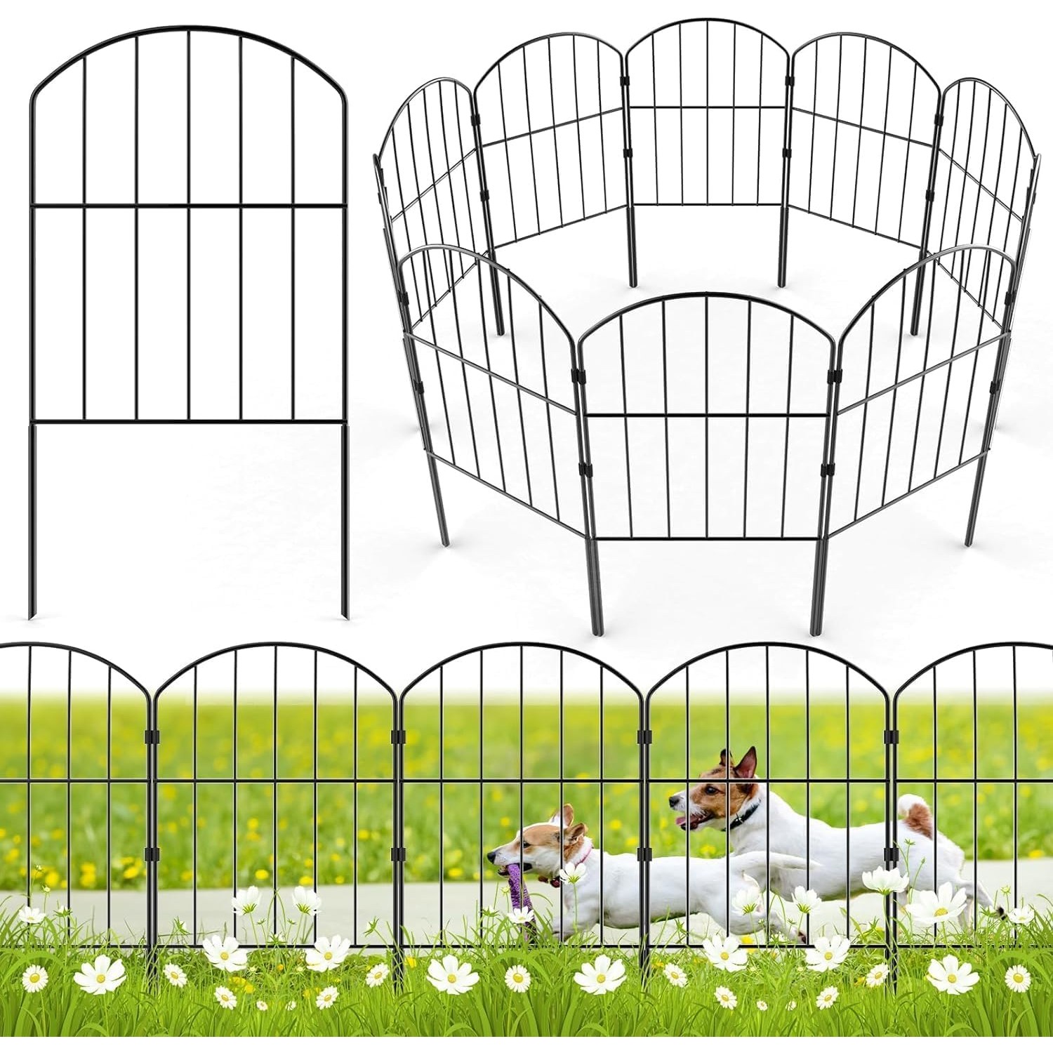 WELDUN 61cm Decorative Metal No Dig Fence (10 panels)