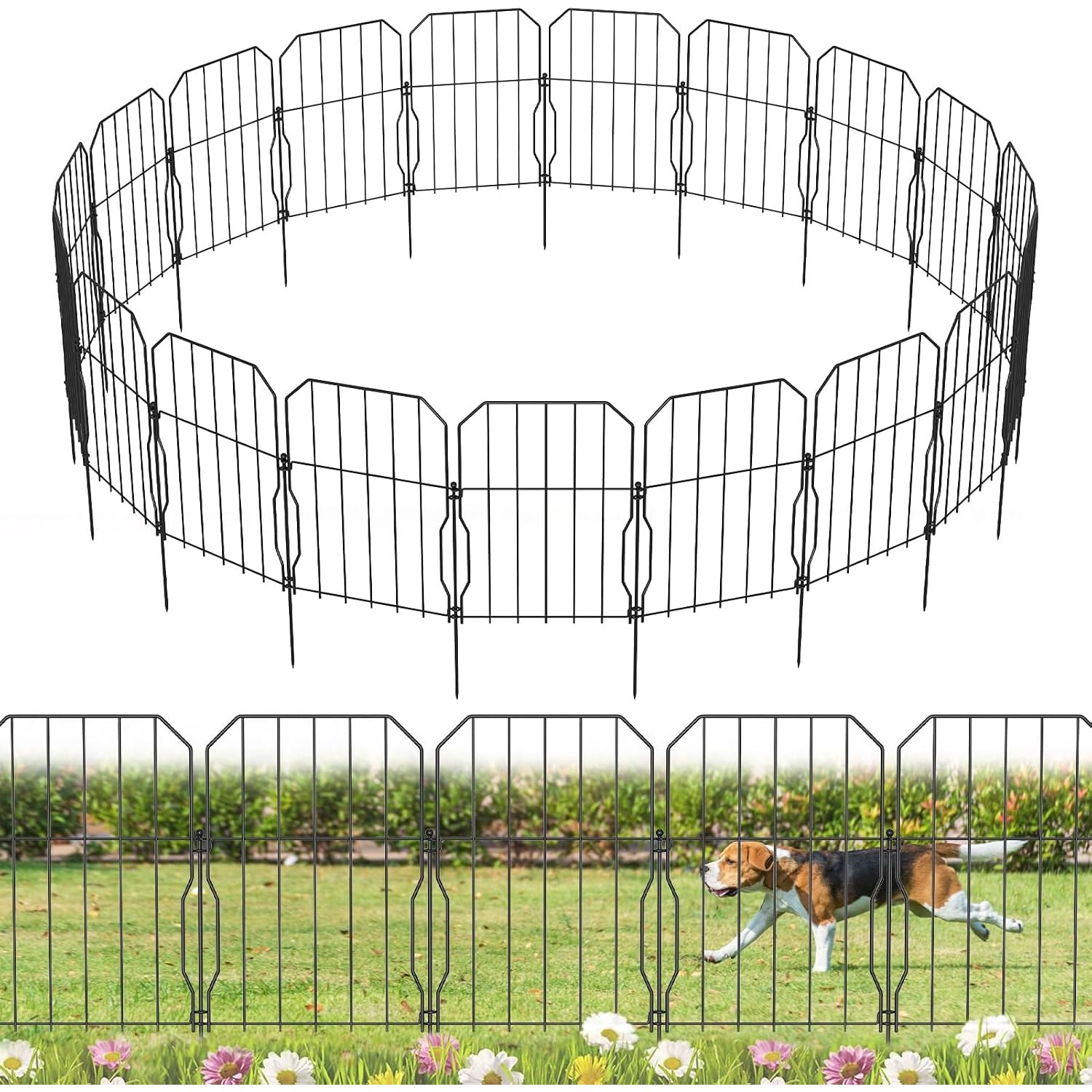 WELDUN 61cm Decorative Metal No Dig Fence (19 panels)