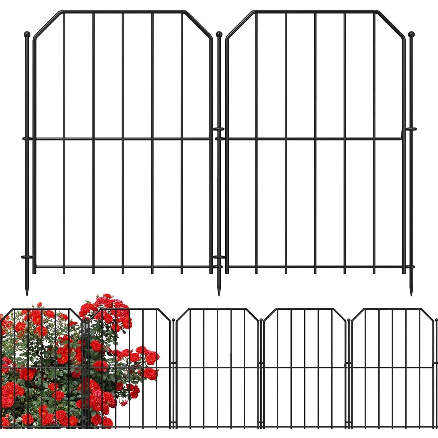 Yeabett 41cm Decorative Metal No Dig Fence (10 panels)